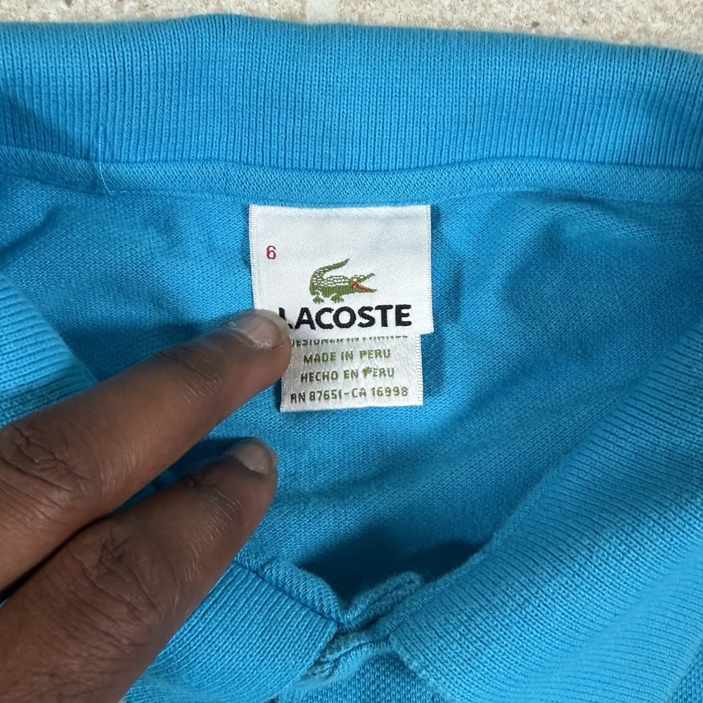 Lacoste Long Sleeve Polo Shirt Mens Size M Light Blue Cotton Pique Logo - Picture 6 of 9